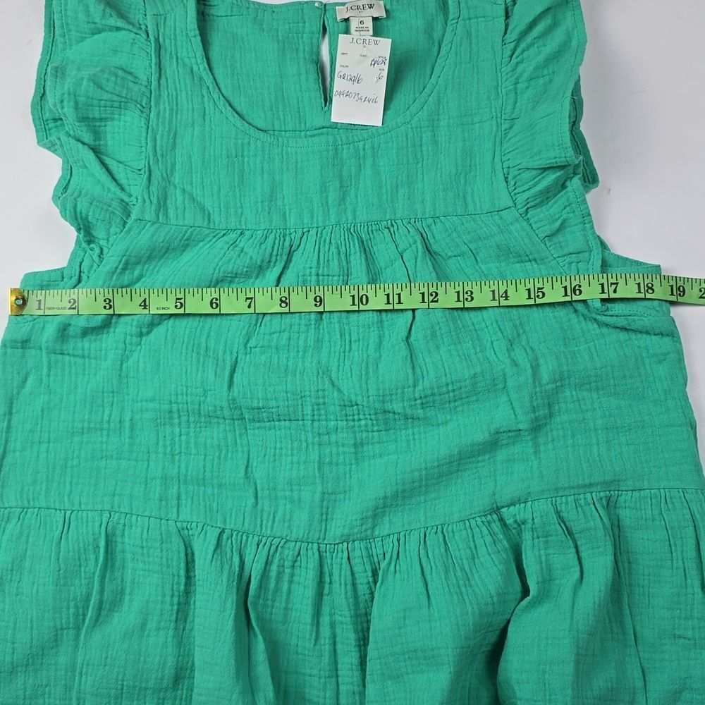 J. Crew Factory NWT Aqua Green Pockets Ruffle Shift Mini Gauze Dress Size 6 - Picture 5 of 8
